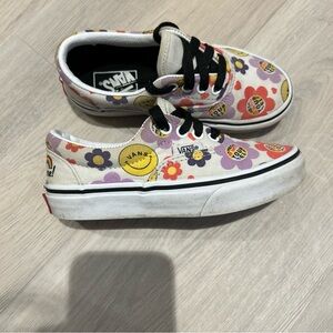 Kids size 12.0 Vans sneakers You’re Awesome Smiley Face Lace Up Flowers